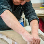 John Higgins at work in his studio 2018